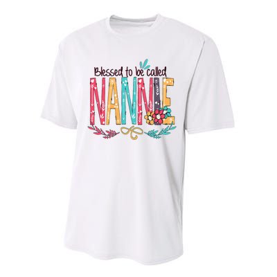 Blessed To Be Called Nannie Colorful Grandma Performance Sprint T-Shirt