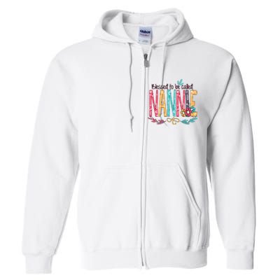 Blessed To Be Called Nannie Colorful Grandma Full Zip Hoodie