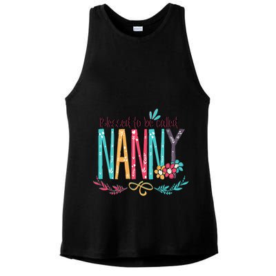 Blessed To Be Called Nanny Colorful Grandma Ladies PosiCharge Tri-Blend Wicking Tank