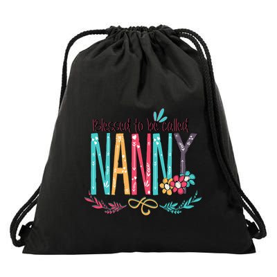 Blessed To Be Called Nanny Colorful Grandma Drawstring Bag