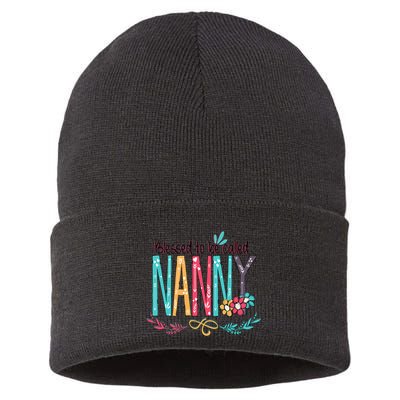 Blessed To Be Called Nanny Colorful Grandma Sustainable Knit Beanie