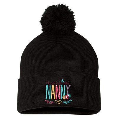 Blessed To Be Called Nanny Colorful Grandma Pom Pom 12in Knit Beanie