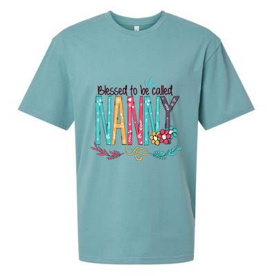 Blessed To Be Called Nanny Colorful Grandma Sueded Cloud Jersey T-Shirt