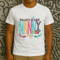 Blessed To Be Called Nanny Colorful Grandma T-Shirt