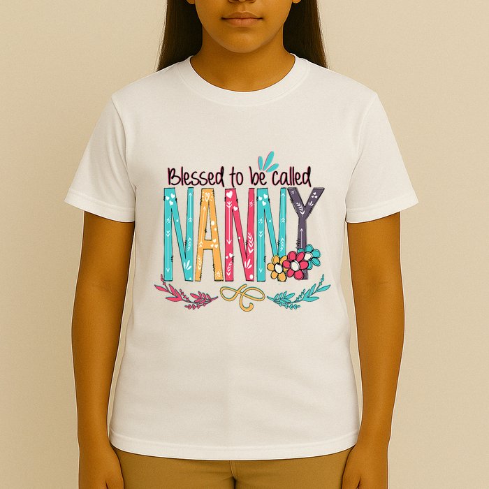 Blessed To Be Called Nanny Colorful Grandma T-Shirt
