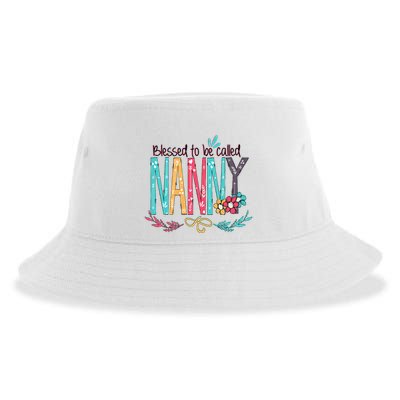 Blessed To Be Called Nanny Colorful Grandma Sustainable Bucket Hat