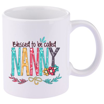 Blessed To Be Called Nanny Colorful Grandma 11oz C Handle Ceramic Mug
