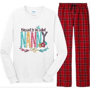 Blessed To Be Called Nanny Colorful Grandma Long Sleeve Pajama Set