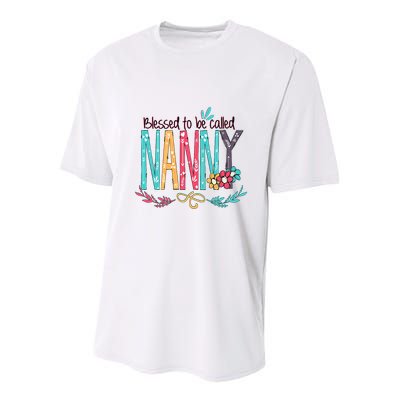 Blessed To Be Called Nanny Colorful Grandma Youth Performance Sprint T-Shirt