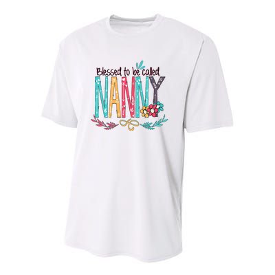 Blessed To Be Called Nanny Colorful Grandma Youth Performance Sprint T-Shirt