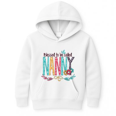 Blessed To Be Called Nanny Colorful Grandma Kids Hoodie
