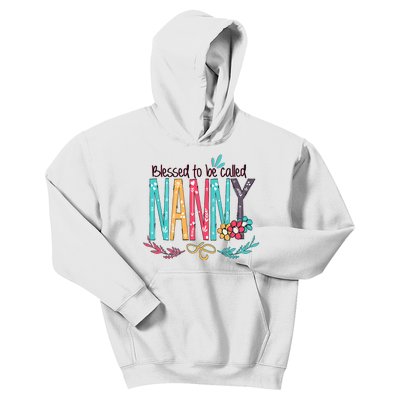 Blessed To Be Called Nanny Colorful Grandma Kids Hoodie