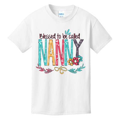 Blessed To Be Called Nanny Colorful Grandma Kids T-Shirt