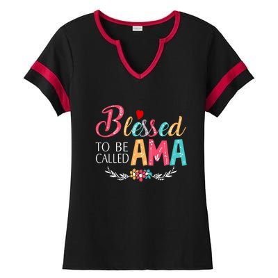 Blessed To Be Called Ama Colorful Art Ladies Halftime Notch Neck Tee