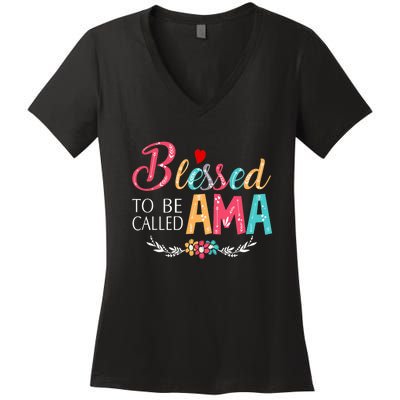 Blessed To Be Called Ama Colorful Art Women's V-Neck T-Shirt