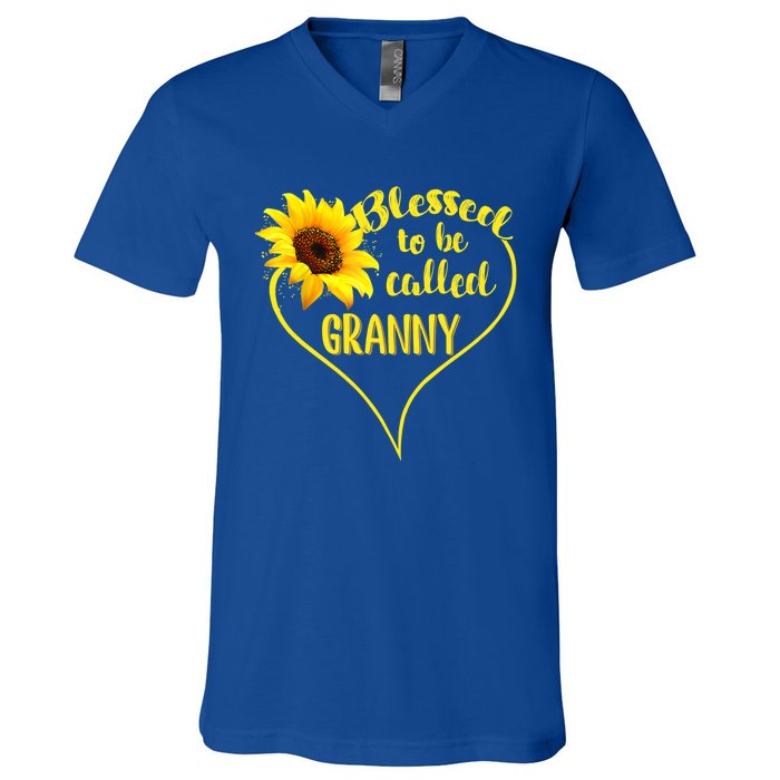 Blessed To Be Called Granny Sunflower Mothers Day Gift V-Neck T-Shirt