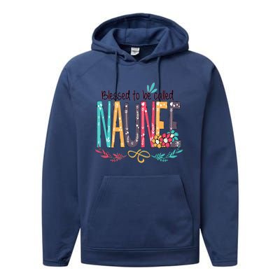 Blessed To Be Called Naunee Colorful Grandma Performance Fleece Hoodie