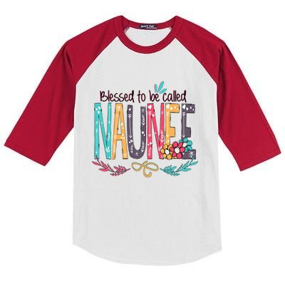 Blessed To Be Called Naunee Colorful Grandma Kids Colorblock Raglan Jersey