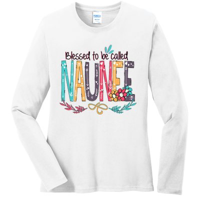 Blessed To Be Called Naunee Colorful Grandma Ladies Long Sleeve Shirt