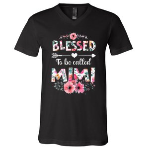 Blessed To Be Called Mimi Funny Mimi Mother's Day V-Neck T-Shirt