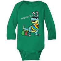 Bunnysaurus Trex Bunny Boy Easter Dinosaur Baby Long Sleeve Bodysuit