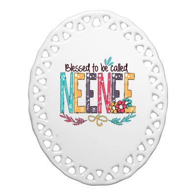 Blessed To Be Called Neenee Colorful Grandma Ceramic Oval Ornament