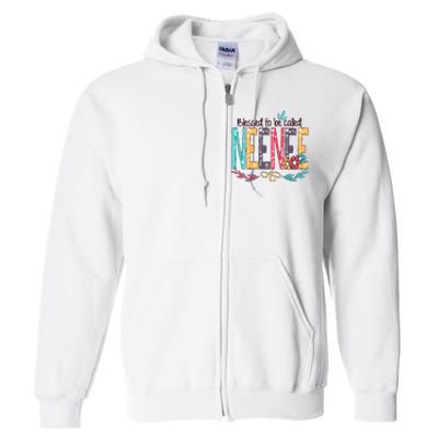 Blessed To Be Called Neenee Colorful Grandma Full Zip Hoodie