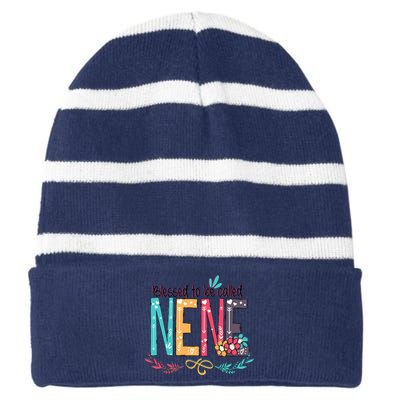 Blessed To Be Called Nene Colorful Grandma Striped Beanie with Solid Band