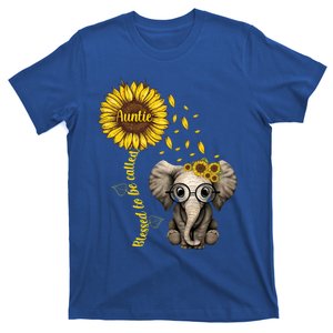 Blessed To Be Called Auntie Sunflower Elephant Hippie Gift T-Shirt