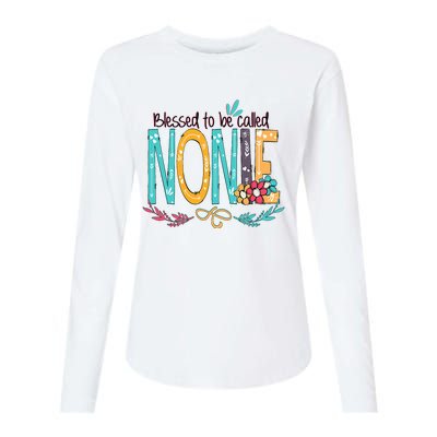 Blessed To Be Called Nonie Colorful Grandma Womens Cotton Relaxed Long Sleeve T-Shirt