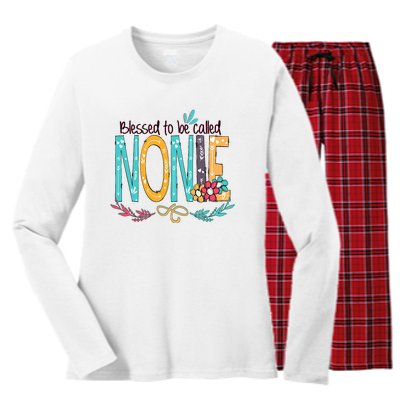 Blessed To Be Called Nonie Colorful Grandma Women's Long Sleeve Flannel Pajama Set 