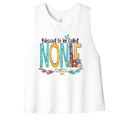 Blessed To Be Called Nonie Colorful Grandma Women's Racerback Cropped Tank