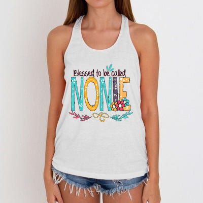 Blessed To Be Called Nonie Colorful Grandma Women's Knotted Racerback Tank