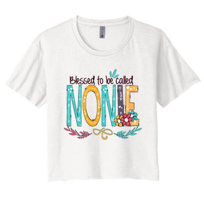 Blessed To Be Called Nonie Colorful Grandma Women's Crop Top Tee