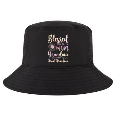 Blessed To Be Called Mom Grandma And Great Grandma Flower Cool Comfort Performance Bucket Hat