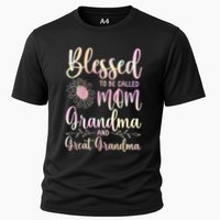 Blessed To Be Called Mom Grandma And Great Grandma Flower Cooling Performance Crew T-Shirt