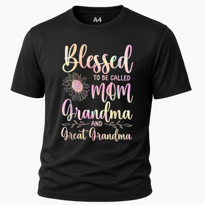 Blessed To Be Called Mom Grandma And Great Grandma Flower Cooling Performance Crew T-Shirt