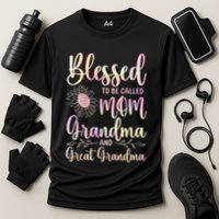 Blessed To Be Called Mom Grandma And Great Grandma Flower Cooling Performance Crew T-Shirt