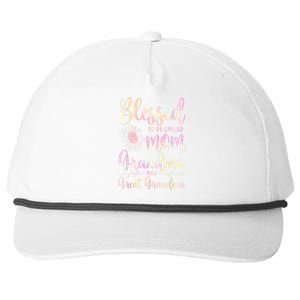 Blessed To Be Called Mom Grandma And Great Grandma Flower Snapback Five-Panel Rope Hat