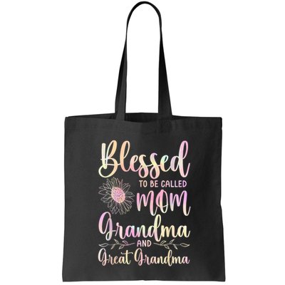 Blessed To Be Called Mom Grandma And Great Grandma Flower Bag