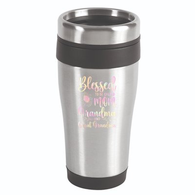 Blessed To Be Called Mom Grandma And Great Grandma Flower 16oz Travel Tumbler