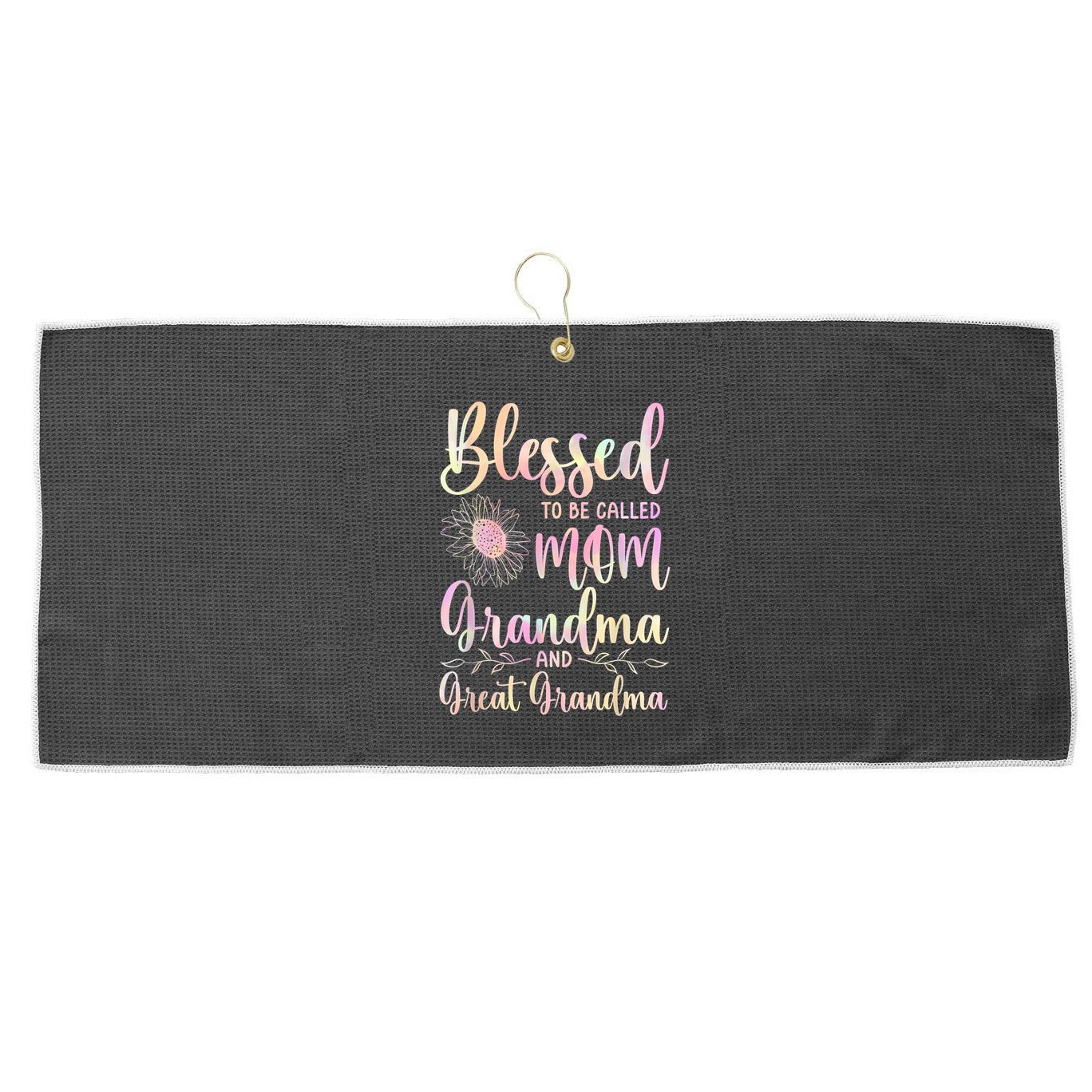 Blessed To Be Called Mom Grandma And Great Grandma Flower Large Microfiber Waffle Golf Towel