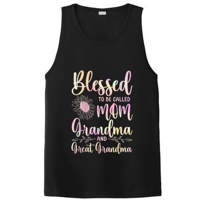 Blessed To Be Called Mom Grandma And Great Grandma Flower PosiCharge Competitor Tank
