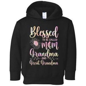 Blessed To Be Called Mom Grandma And Great Grandma Flower Toddler Hoodie