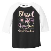 Blessed To Be Called Mom Grandma And Great Grandma Flower Toddler Fine Jersey T-Shirt