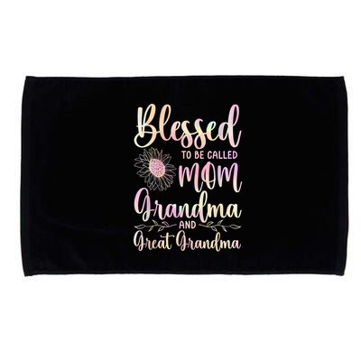 Blessed To Be Called Mom Grandma And Great Grandma Flower Microfiber Hand Towel