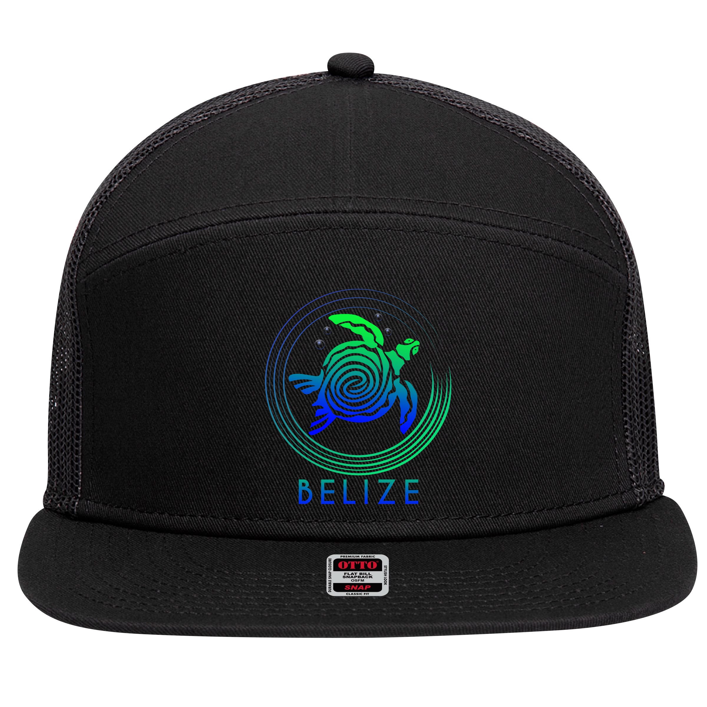 Belize Tribal Belize Turtle 7 Panel Mesh Trucker Snapback Hat