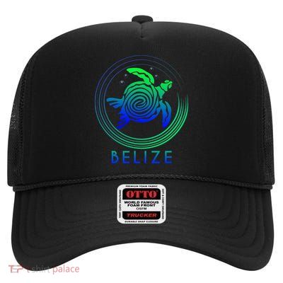 Belize Tribal Belize Turtle High Crown Mesh Back Trucker Hat