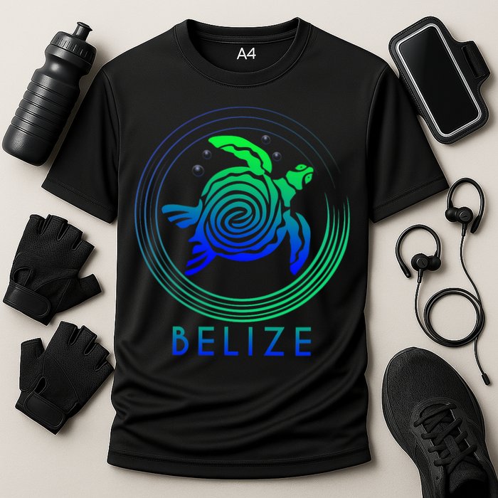Belize Tribal Belize Turtle Cooling Performance Crew T-Shirt