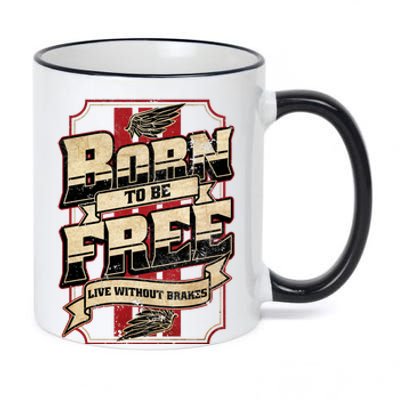 Born To Be Free Live Without Brakes Biker Vintage 11oz Black Color Changing Mug